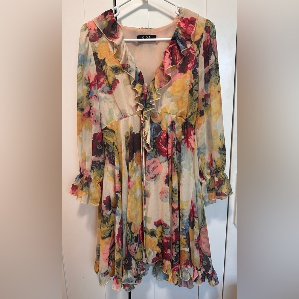 O.P.T Floral‎ Print Ruffle Tiered Midi Dress size S